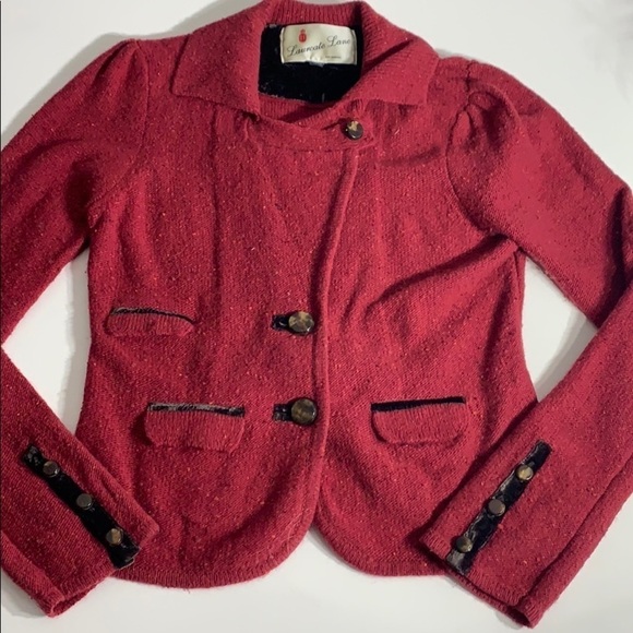 Anthropologie Laureate Lane Original Maroon Wool blazer jacket red medium - Picture 3 of 7